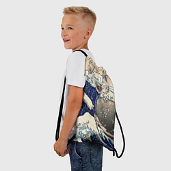 Рюкзак-мешок Большой котик в Канагаве, цвет: 3D-принт — фото 2