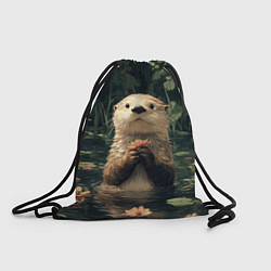 Рюкзак-мешок Выдра в лесном пруду, цвет: 3D-принт