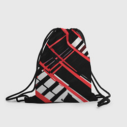Рюкзак-мешок Красно-белые линии на чёрном фоне, цвет: 3D-принт