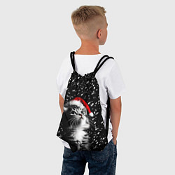 Рюкзак-мешок Милый котенок - первый снег, цвет: 3D-принт — фото 2