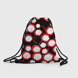 Мешок для обуви Красно-белые шестиугольники на чёрном фоне