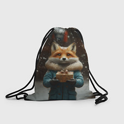 Рюкзак-мешок Лиса с подарком, цвет: 3D-принт