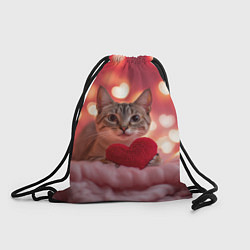 Рюкзак-мешок Котик с сердечком, цвет: 3D-принт