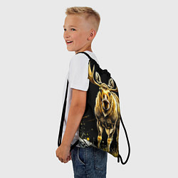 Рюкзак-мешок Лось на черном, цвет: 3D-принт — фото 2