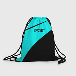 Рюкзак-мешок Sport неоновый голубой с чёрным, цвет: 3D-принт