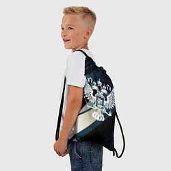 Рюкзак-мешок Герб России Двуглавый орёл чёрно-синий, цвет: 3D-принт — фото 2