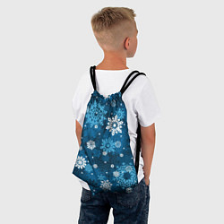 Рюкзак-мешок Снежинки белые и голубые, цвет: 3D-принт — фото 2
