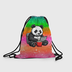 Рюкзак-мешок Панда с кофе за ноутом, цвет: 3D-принт