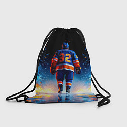 Рюкзак-мешок Хоккеист в синем пламени, цвет: 3D-принт