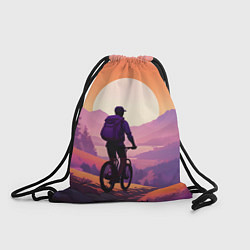 Рюкзак-мешок Велосипедист в малиновом закате, цвет: 3D-принт