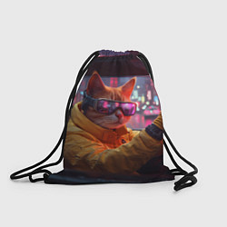 Рюкзак-мешок Кот за рулем авто - киберпанк, цвет: 3D-принт