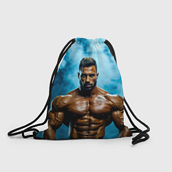 Рюкзак-мешок Бодибилдер в синем дыму, цвет: 3D-принт