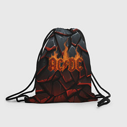 Рюкзак-мешок ACDC огненный лого на камнях, цвет: 3D-принт