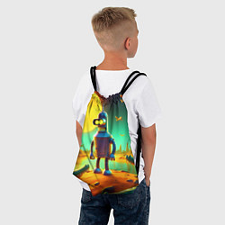 Рюкзак-мешок Робот-сгибальщик Бендер на планете крокодилов, цвет: 3D-принт — фото 2
