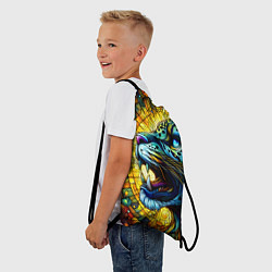 Рюкзак-мешок Морда свирепого леопарда - витраж, цвет: 3D-принт — фото 2