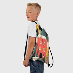Рюкзак-мешок Разноцветные новогодние дома, цвет: 3D-принт — фото 2