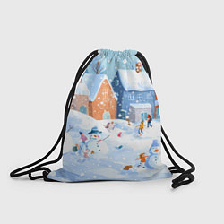 Рюкзак-мешок Предновогодний день во дворе, цвет: 3D-принт