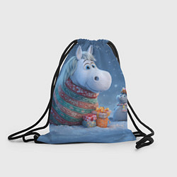 Мешок для обуви Новогодняя лошадь с подарками