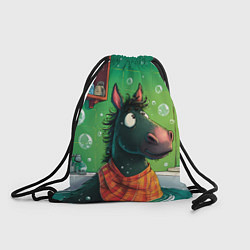 Рюкзак-мешок Лошадь моется в ванной, цвет: 3D-принт