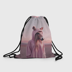 Рюкзак-мешок Лошадка в худи, цвет: 3D-принт