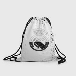 Рюкзак-мешок Реал Мадрид черно белые краски, цвет: 3D-принт