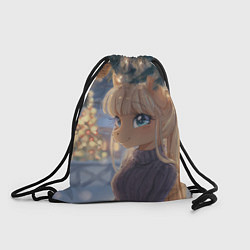 Рюкзак-мешок Новогодняя анимешная лошадка, цвет: 3D-принт