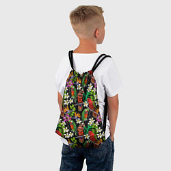 Рюкзак-мешок Попугаи в цветах, цвет: 3D-принт — фото 2
