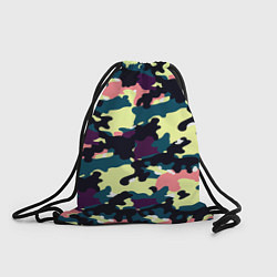 Рюкзак-мешок Камуфляж: желтый/розовый/черный, цвет: 3D-принт