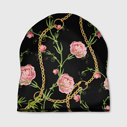 Шапка Versace Золотая цепь и розы, цвет: 3D-принт