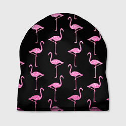 Шапка Фламинго Чёрная, цвет: 3D-принт