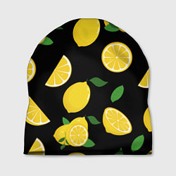 Шапка Лимоны на чёрном, цвет: 3D-принт