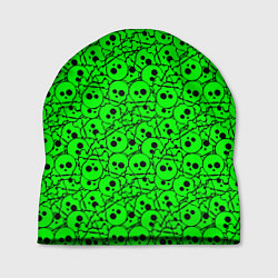 Шапка Черепа на кислотно-зеленом фоне, цвет: 3D-принт