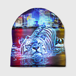 Шапка Плывущий неоновый тигр, цвет: 3D-принт