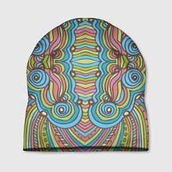 Шапка Абстрактный разноцветный узор Линии, волны, полосы, цвет: 3D-принт