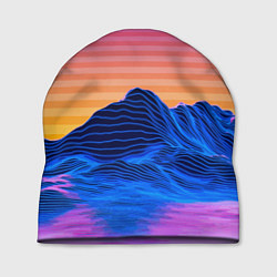 Шапка Vaporwave Mountains Психоделика Неон, цвет: 3D-принт