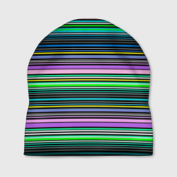 Шапка Яркие неоновые тонкие полосы, цвет: 3D-принт