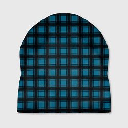 Шапка Black and blue plaid, цвет: 3D-принт