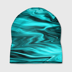 Шапка Неоновый бирюзовый мраморный узор, цвет: 3D-принт