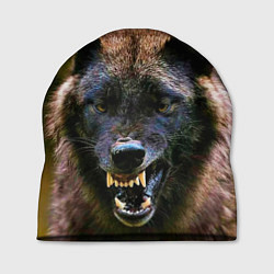 Шапка Оскал чёрного волка, цвет: 3D-принт