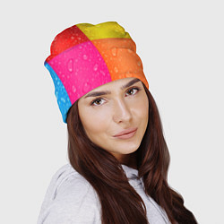 Шапка Капли дождя на цветных подложках - паттерн, цвет: 3D-принт — фото 2