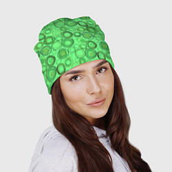Шапка Ярко-зеленый неоновый абстрактный узор, цвет: 3D-принт — фото 2