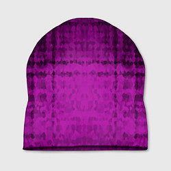 Шапка Абстрактный мозаичный черно - пурпурный узор, цвет: 3D-принт