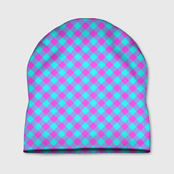 Шапка Фиолетовые и голубые квадратики, цвет: 3D-принт