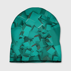 Шапка Абстрактные сине-зелёные кубы, цвет: 3D-принт