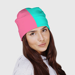 Шапка Розово бирюзовый, цвет: 3D-принт — фото 2