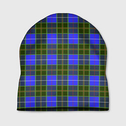 Шапка Ткань Шотландка сине-зелёная, цвет: 3D-принт