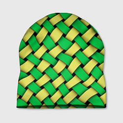 Шапка Жёлто-зелёная плетёнка - оптическая иллюзия