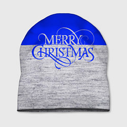 Шапка Merry Christmas синий, цвет: 3D-принт