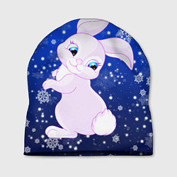 Шапка Кролик на фоне снежинок, цвет: 3D-принт