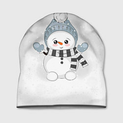 Шапка Милый снеговик и снежинки, цвет: 3D-принт